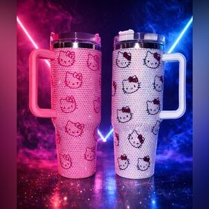 Hello Kitty Pink or White Rhinestone Tumbler. New